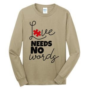 Love Needs No Words Support Autism Awareness Puzzle Tee Tall Long Sleeve T-Shirt