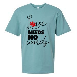 Love Needs No Words Support Autism Awareness Puzzle Tee Sueded Cloud Jersey T-Shirt