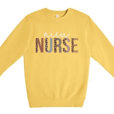 Leopard Nicu Nurse Appreciation Healthcare Workers Cute Gift Premium Crewneck Sweatshirt