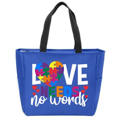 Love Needs No Words Autism Awareness Cool Gift Zip Tote Bag