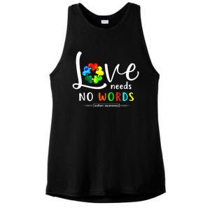 Love Needs No Words Autism Awareness Great Gift Ladies PosiCharge Tri-Blend Wicking Tank