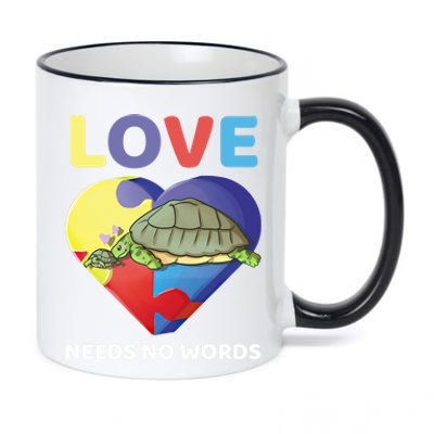 Love Needs No Words Autism Awareness Turtle Mom Gift Cute Great Gift 11oz Black Color Changing Mug