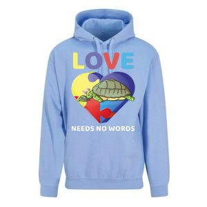 Love Needs No Words Autism Awareness Turtle Mom Gift Cute Great Gift Unisex Surf Hoodie