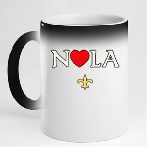 Love Nola New Orleans Fleur De Lis Heart Nola 11oz Black Color Changing Mug