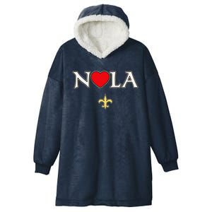 Love Nola New Orleans Fleur De Lis Heart Nola Hooded Wearable Blanket