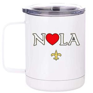 Love Nola New Orleans Fleur De Lis Heart Nola 12 oz Stainless Steel Tumbler Cup