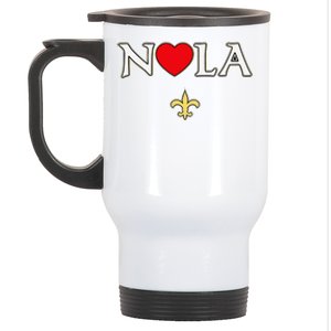 Love Nola New Orleans Fleur De Lis Heart Nola Stainless Steel Travel Mug