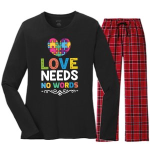 Love Needs No Words Women's Long Sleeve Flannel Pajama Set 