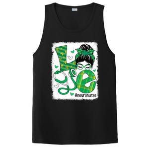 Love Neuro Nurse Life Bleached Messy Bun Nurse Patricks Day Gift PosiCharge Competitor Tank