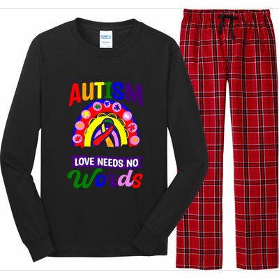 Love Needs No Words Design Autism Awareness Funny Gift Long Sleeve Pajama Set