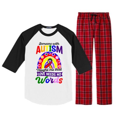 Love Needs No Words Design Autism Awareness Funny Gift Raglan Sleeve Pajama Set