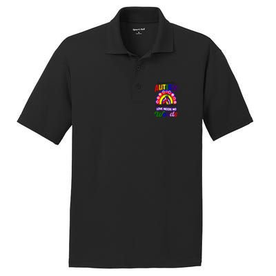 Love Needs No Words Design Autism Awareness Funny Gift PosiCharge RacerMesh Polo