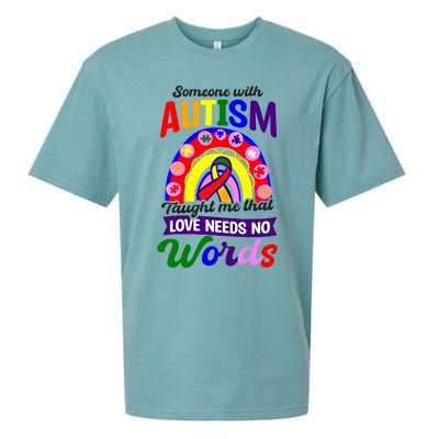 Love Needs No Words Design Autism Awareness Funny Gift Sueded Cloud Jersey T-Shirt