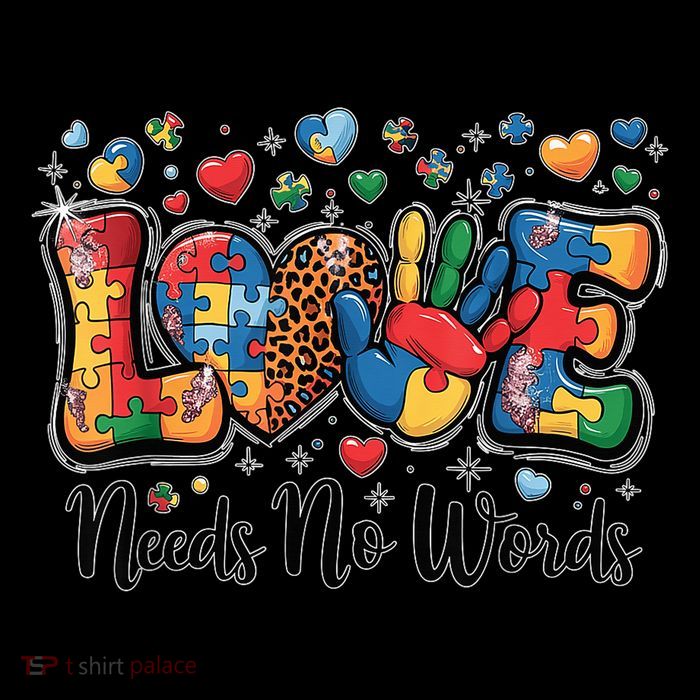 Love Needs No Words Autism Awareness Puzzle Hand Inclusion 16 in Basic Backpack