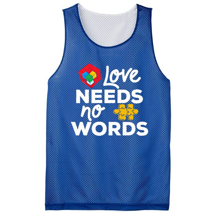 Love Needs No Words Iep Teacher Special Education Autism Mom Great Gift Mesh Reversible Basketball Jersey Tank