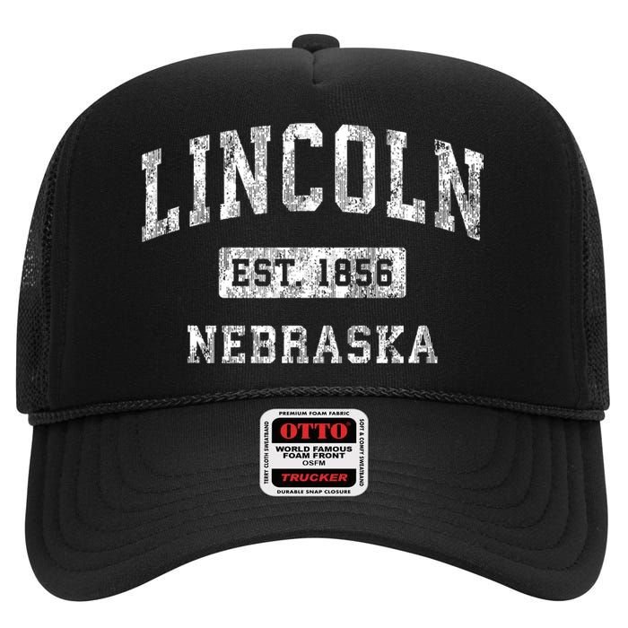 Lincoln Nebraska Ne Vintage Established Sports High Crown Mesh Back Trucker Hat