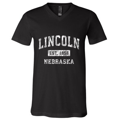 Lincoln Nebraska Ne Vintage Established Sports V-Neck T-Shirt