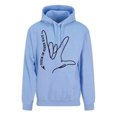 Love Need No Word Asl Autism Awareness Sped Teacher Gift Unisex Surf Hoodie