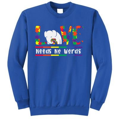 Love Need No Words Autism Awarenes Elephant Mom Son Cool Gift Sweatshirt