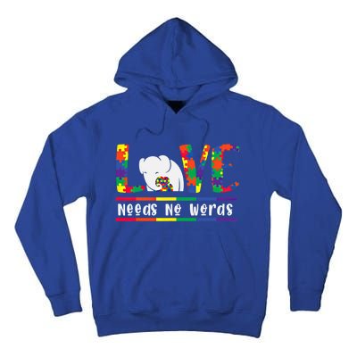 Love Need No Words Autism Awarenes Elephant Mom Son Cool Gift Tall Hoodie