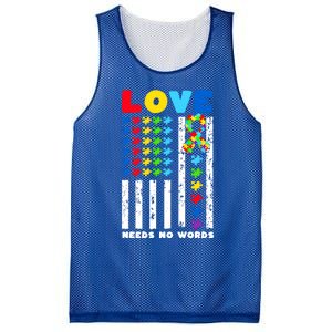 Love Needs No Words Us American Flag Autism Puzzle Autistic Gift Mesh Reversible Basketball Jersey Tank