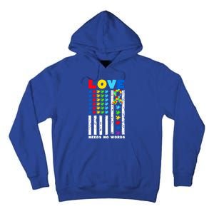 Love Needs No Words Us American Flag Autism Puzzle Autistic Gift Tall Hoodie