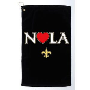 Love Nola New Orleans Fleur De Lis Heart Nola Platinum Collection Golf Towel