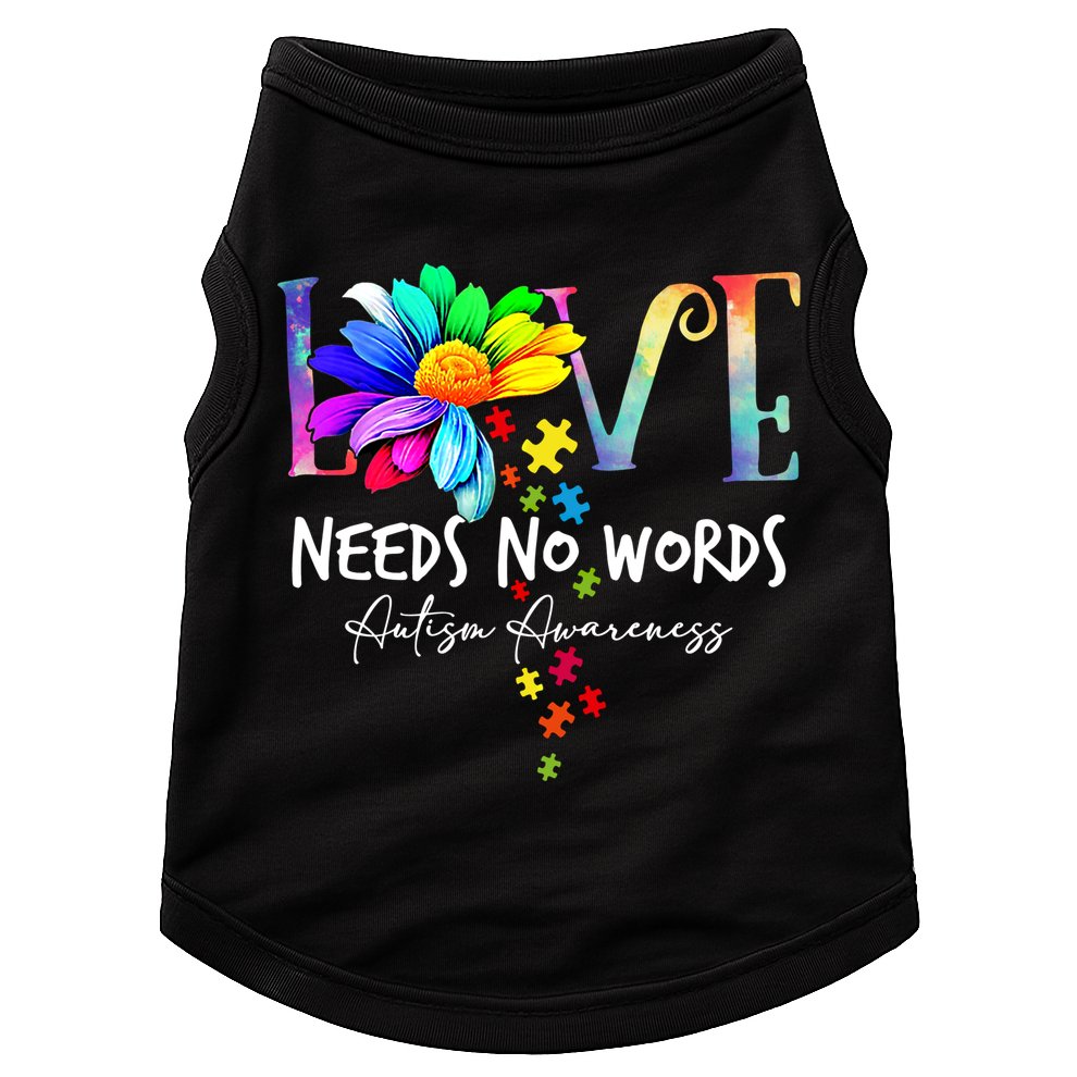 Love Needs No Words – Autism Awareness Puzzle Autism Symbol Cool Gift Doggie Tank