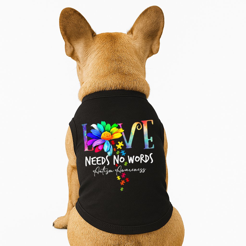 Love Needs No Words – Autism Awareness Puzzle Autism Symbol Cool Gift Doggie Tank
