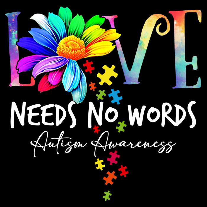Love Needs No Words – Autism Awareness Puzzle Autism Symbol Cool Gift Doggie Tank