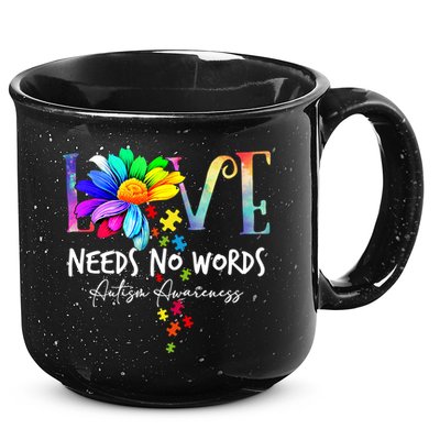 Love Needs No Words – Autism Awareness Puzzle Autism Symbol Cool Gift 15oz Campfire Ceramic Mug