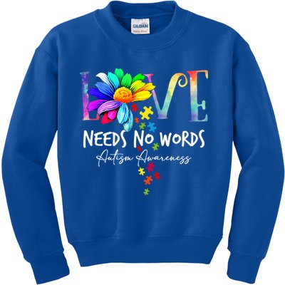 Love Needs No Words – Autism Awareness Puzzle Autism Symbol Cool Gift Kids Sweatshirt