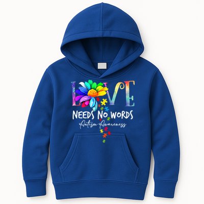 Love Needs No Words – Autism Awareness Puzzle Autism Symbol Cool Gift Kids Hoodie