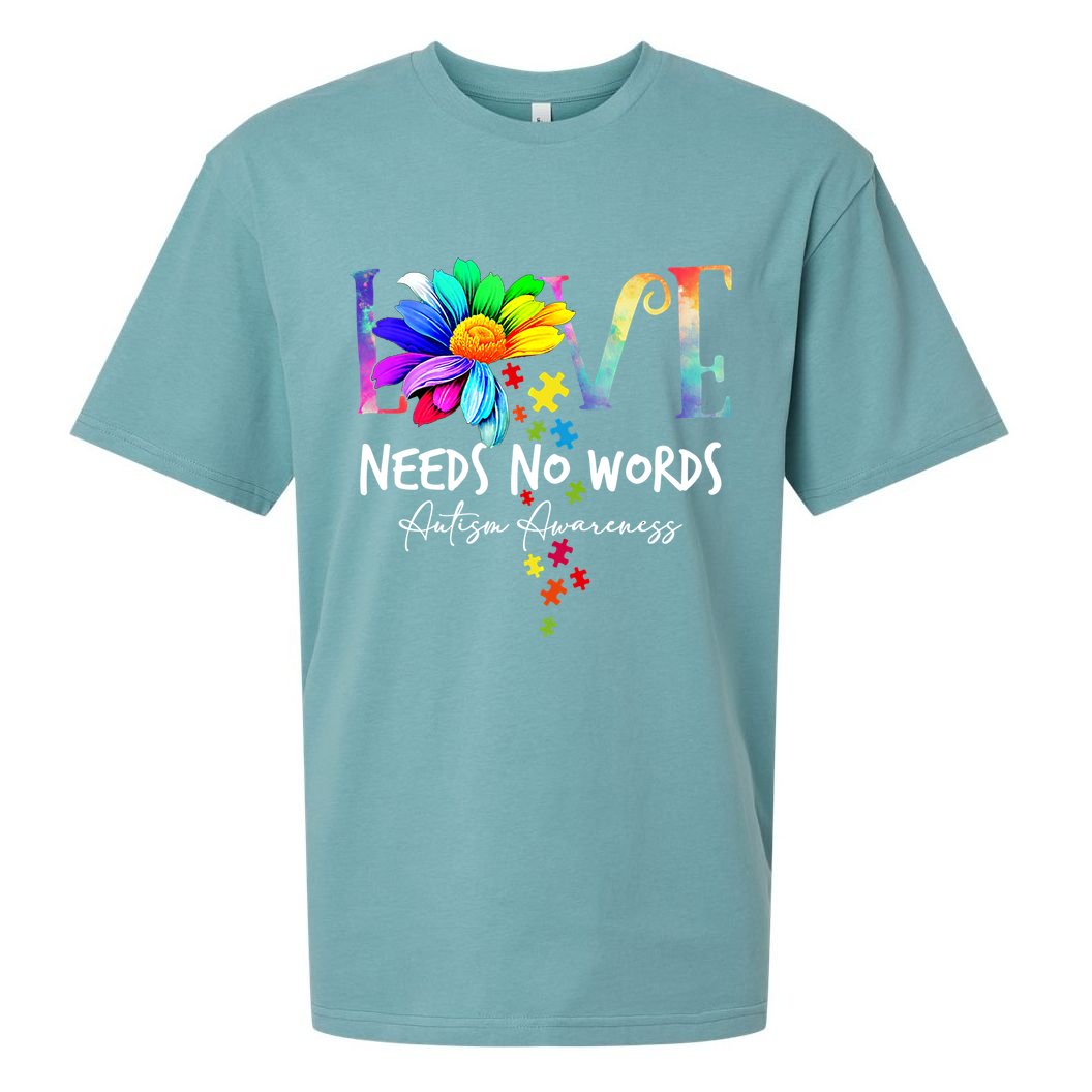 Love Needs No Words – Autism Awareness Puzzle Autism Symbol Cool Gift Sueded Cloud Jersey T-Shirt