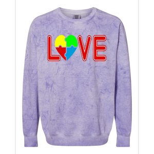 Love Needs No Words Autism Awareness Cute Gift Colorblast Crewneck Sweatshirt