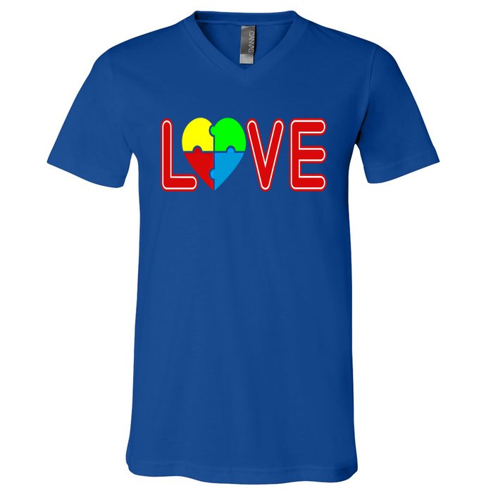 Love Needs No Words Autism Awareness Cute Gift V-Neck T-Shirt