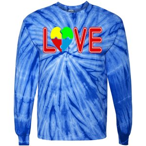 Love Needs No Words Autism Awareness Cute Gift Tie-Dye Long Sleeve Shirt