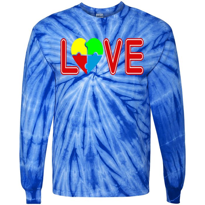 Love Needs No Words Autism Awareness Cute Gift Tie-Dye Long Sleeve Shirt