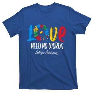 Love Need No Words Autistic Autism Awareness Sunflower Gift T-Shirt