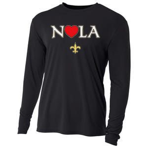 Love Nola New Orleans Fleur De Lis Heart Nola Cooling Performance Long Sleeve Crew