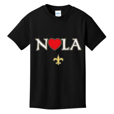 Love Nola New Orleans Fleur De Lis Heart Nola Kids T-Shirt