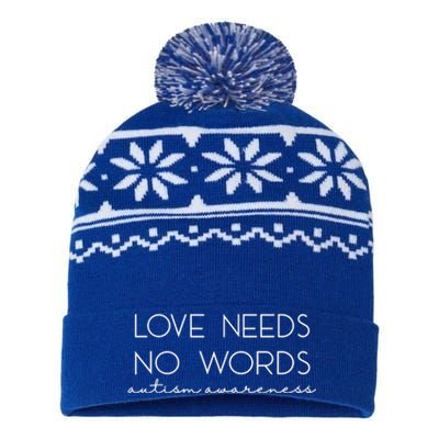 Love Needs No Words Autism Awareness Shirt Gifts for Wo USA-Made Snowflake Beanie