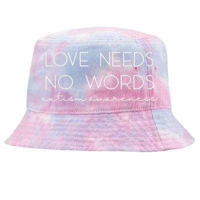 Love Needs No Words Autism Awareness Shirt Gifts for Wo Tie-Dyed Bucket Hat