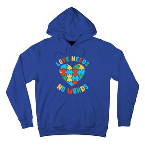 Love Needs No Words Proud Autism Puzzle Piece Heart Outfit Gift Hoodie