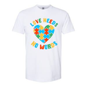 Love Needs No Words Proud Autism Puzzle Piece Heart Outfit Gift Softstyle CVC T-Shirt