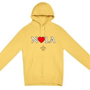 Love Nola New Orleans Fleur De Lis Heart Nola Premium Pullover Hoodie