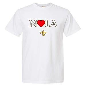 Love Nola New Orleans Fleur De Lis Heart Nola Garment-Dyed Heavyweight T-Shirt