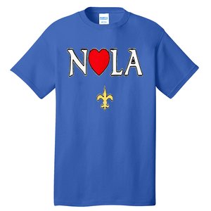 Love Nola New Orleans Fleur De Lis Heart Nola Tall T-Shirt