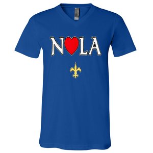 Love Nola New Orleans Fleur De Lis Heart Nola V-Neck T-Shirt