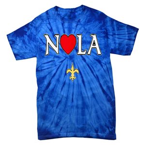 Love Nola New Orleans Fleur De Lis Heart Nola Tie-Dye T-Shirt